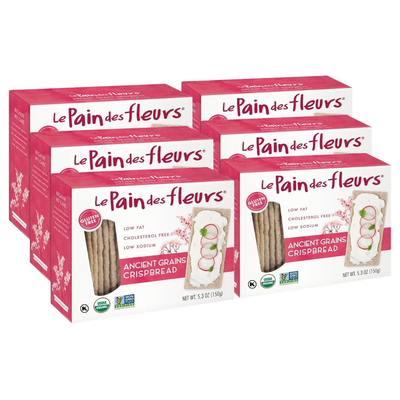 Le Pain des Fleurs Organic Crispbread, Ancient Grain | Gluten Free, Kosher, Vegan – 6 Pack (5.3 oz each)