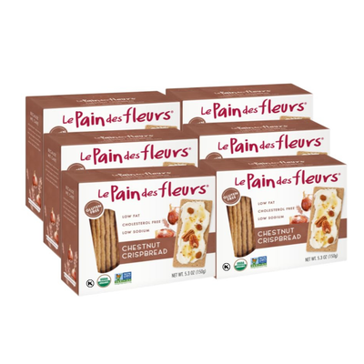 Le Pain des Fleurs Organic Crispbread, Chestnut | Gluten Free, Kosher, Vegan – 6 Pack (5.3 oz each)